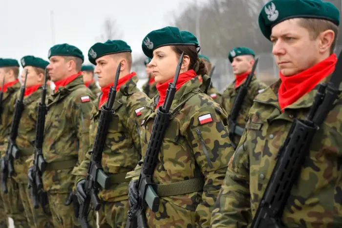 Brigade of Ukrainian soldiers on the border