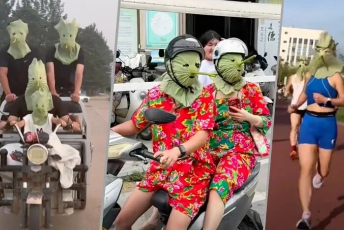 Sunscreen Masks Made from Giant Leaves. Chinese Youth Create a Buzz Online
