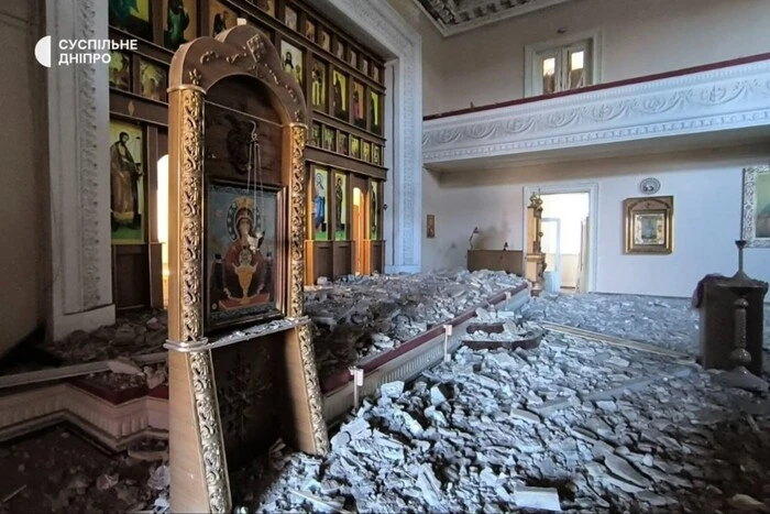 Damaged church from Russian missiles