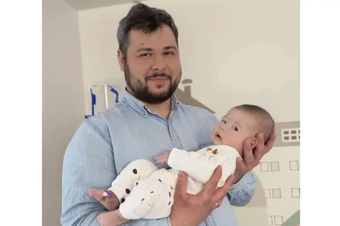 A child in the hands of doctors in Lviv