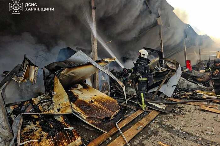 Photo of the strike on a civilian enterprise in Bohodukhiv