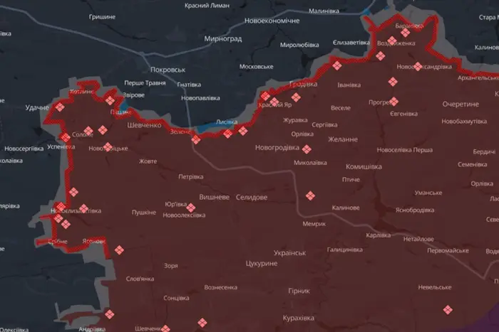 Зображення російської військової колони поблизу Покровська