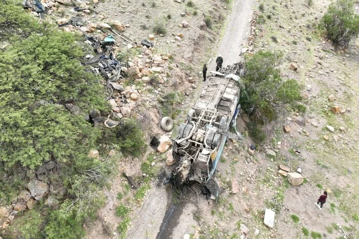 Bus after falling from height