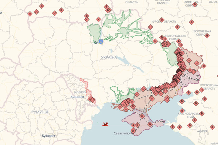 Карта бойових дій України 13 лютого