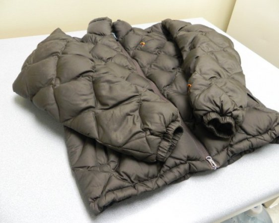 Method to remove stains from a down jacket without washing