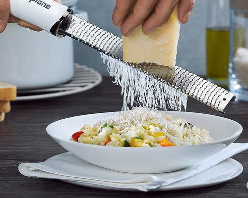 Five ways to shred cheese: knife, grater, grinder, food processor, juicer