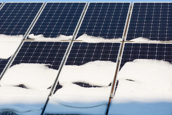 Solar panels in Japanese snow