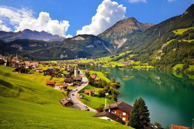 Ski resort in Switzerland in winter