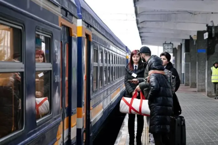 People in a Ukrainian train on New Year