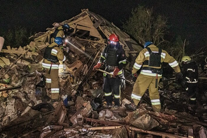 Damaged houses in Kharkiv due to ballistic attack