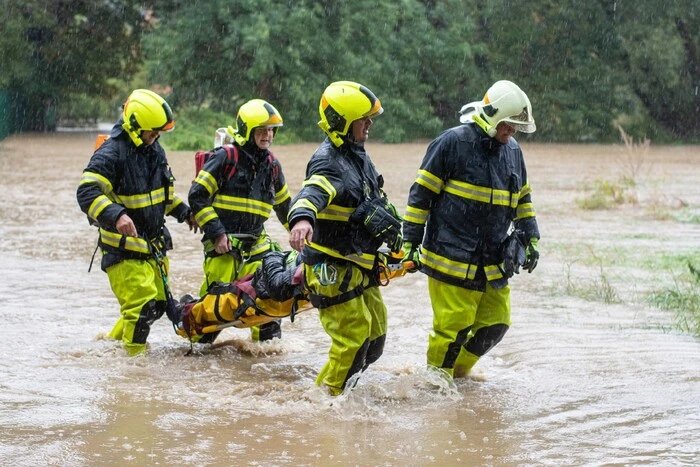 Flooded houses and collapsed bridges