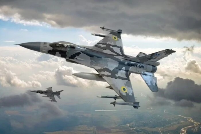 Українські F-16 бойові літаки у повітряному бою