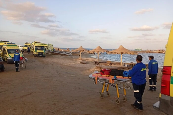 A shark attacks tourists at the resort