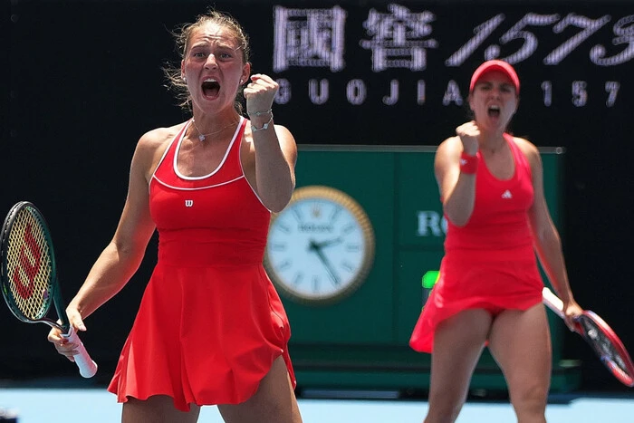 Kostyuk at the Australian Open women's doubles tournament