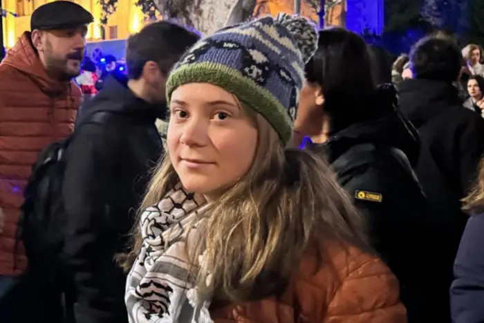 Greta Thunberg at the Georgian opposition rally