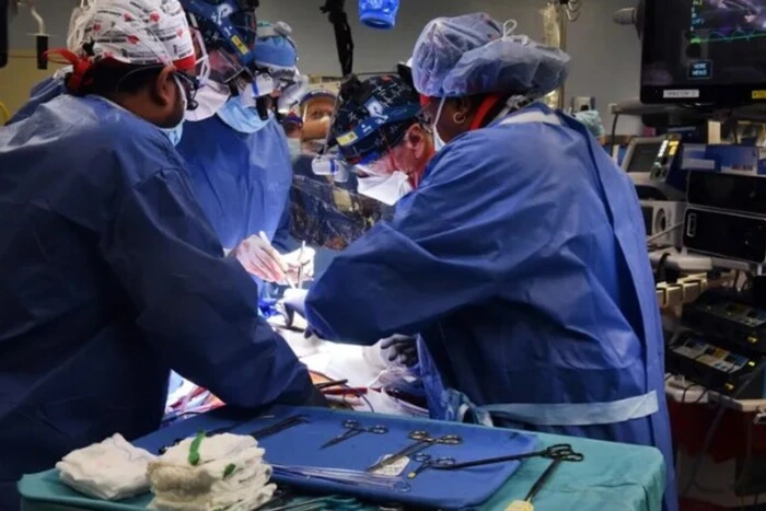 Heart transplant operation with a beating heart in Italy