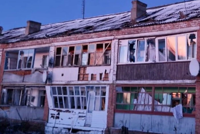 Damaged buildings after the airstrike in Chernihiv region