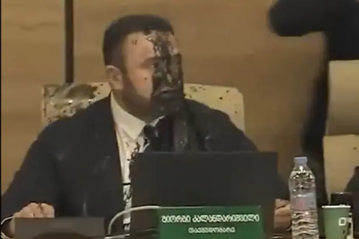 Oppositionist pouring paint on the head of the CEC