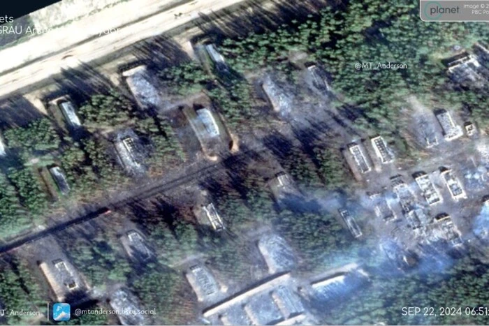 Remains of the Russian arsenal after the attack by the Armed Forces of Ukraine