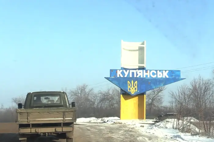 Former commander Yevhen Romaniuk during a visit to the occupied city