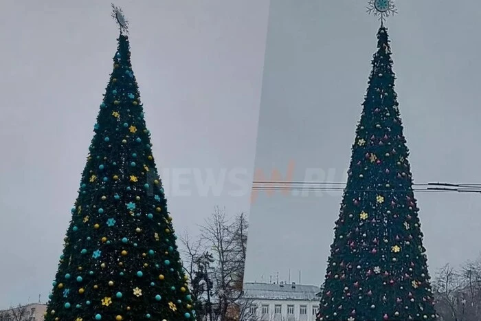 In Nischni Nowgorod wurde ein Weihnachtsbaum mit blau-gelben Dekorationen aufgestellt. Reaktion der Bewohner