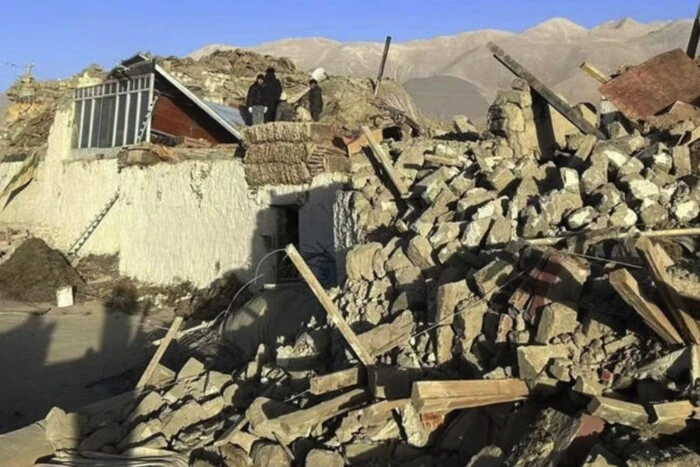 Cities destroyed after a powerful earthquake in Tibet