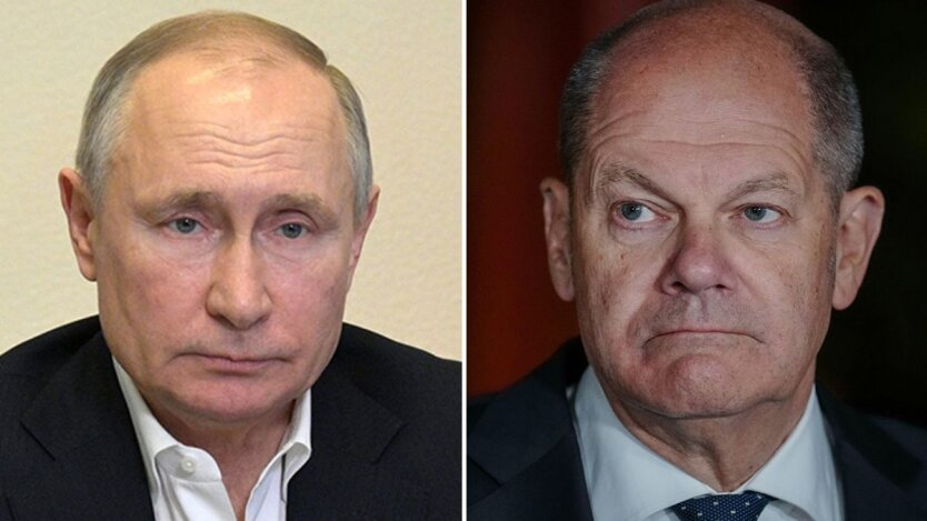 Scholz and Putin at the negotiations