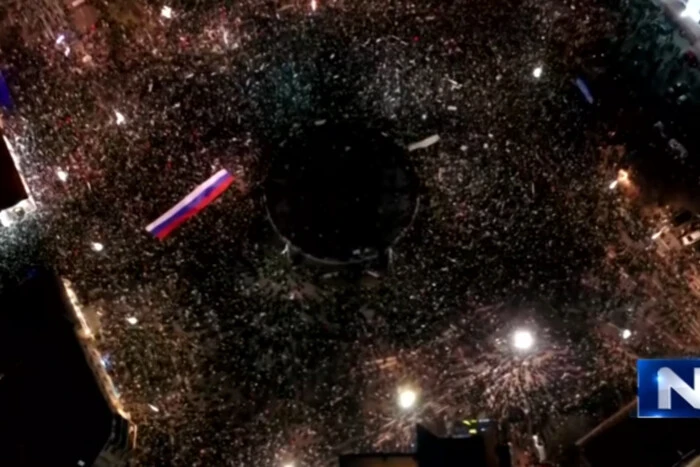 Students protesting in Serbia