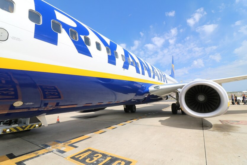 Ryanair plane taking off in Ukraine