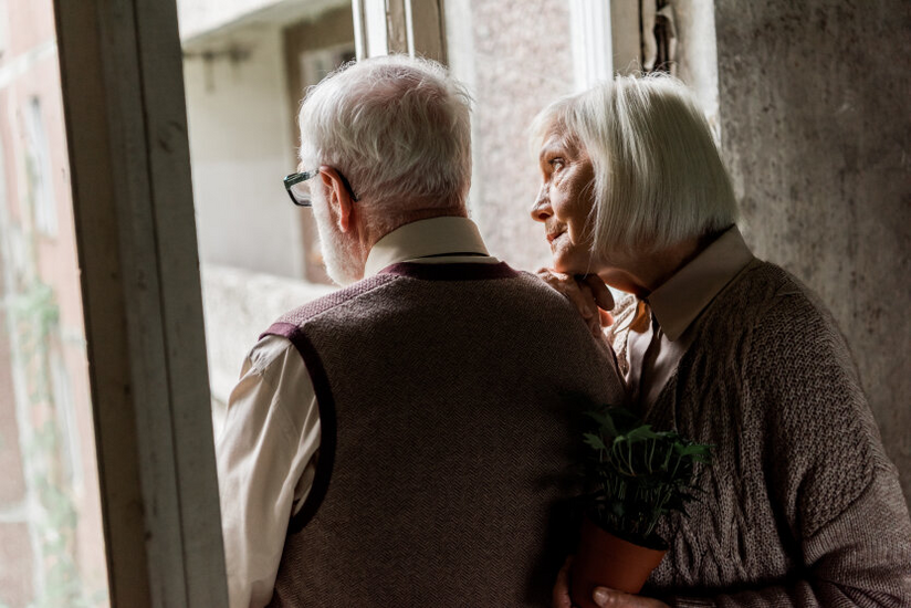 Elderly people discussing pensions