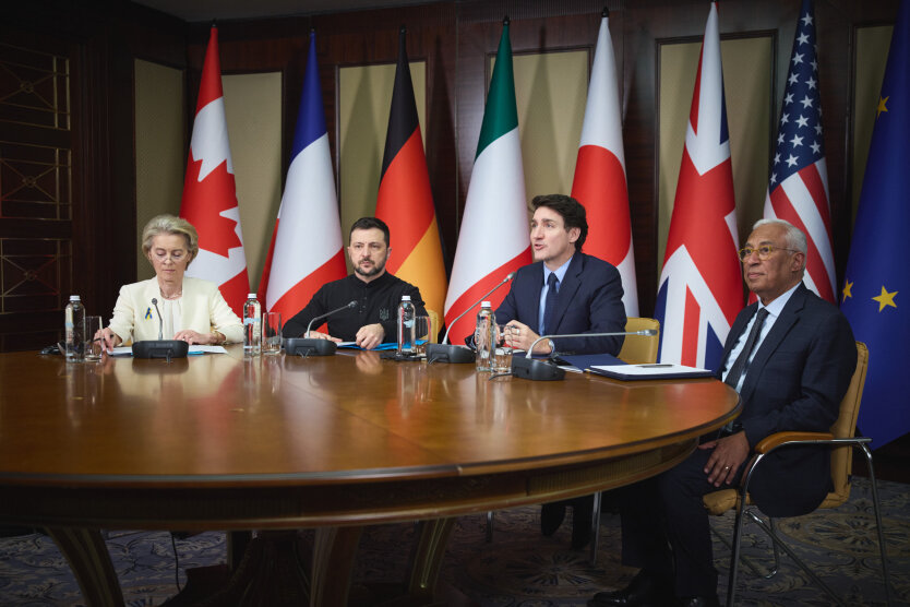 Zelensky and Trump at the G7 meeting