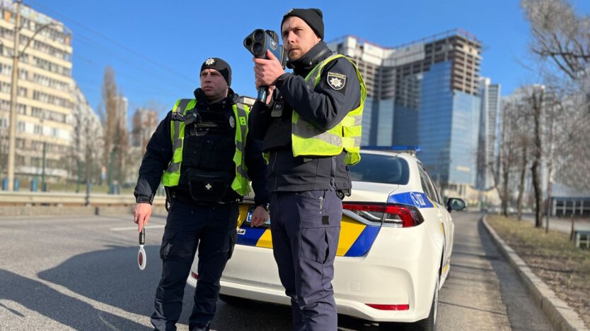 Police car stopping a driver.