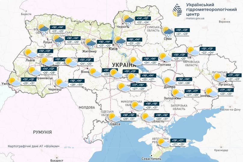 Bad weather will not leave Ukraine: forecasters showed where to expect short-term rains and thunderstorms