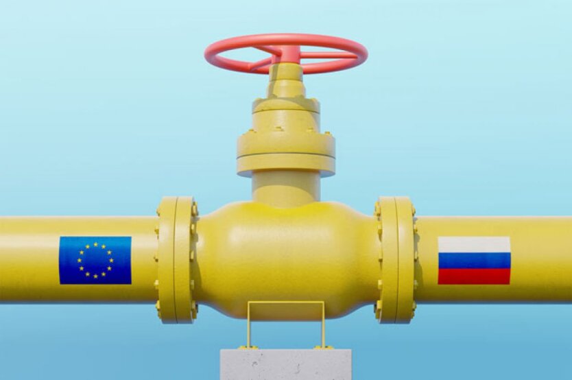Зображення газового потоку між ЄС і Росією